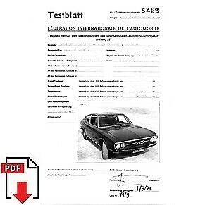 1971 Audi 100 Coupé S FIA homologation form PDF download